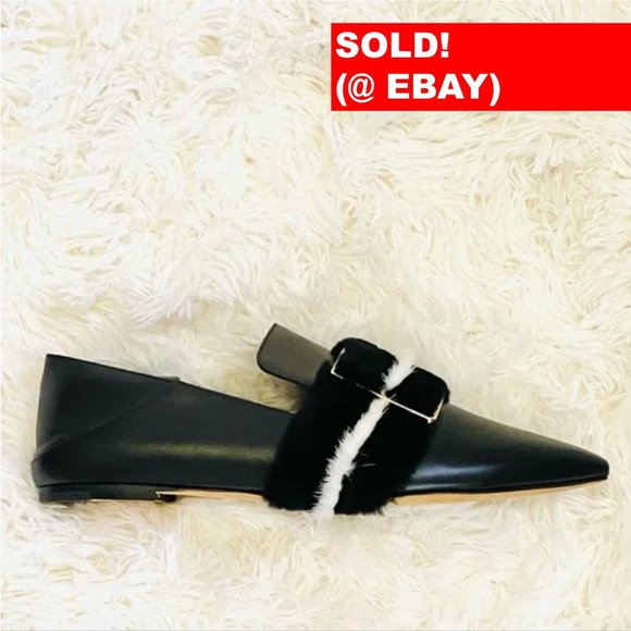 Bally Shoes - NWT: BALLY | Black Hamelia Leather Flats / Shoes with Rabbit Fur